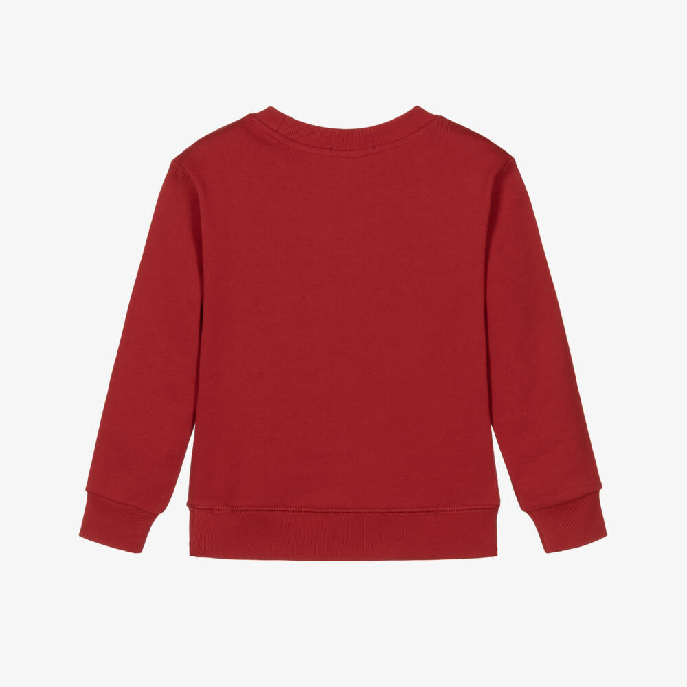 Ralph Lauren-Boys Red Cotton Sweatshirt with Tuxedo Polo Bear | Childrensalon