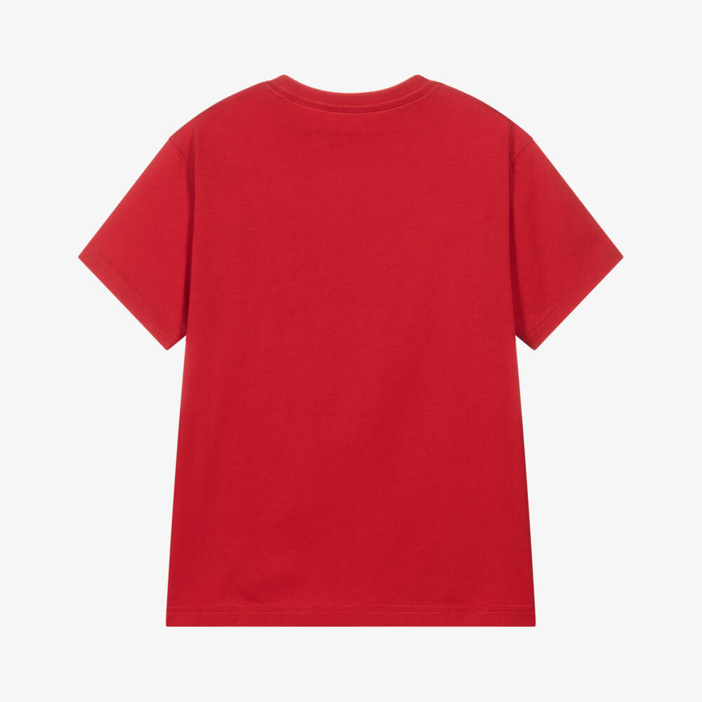 Ralph Lauren-Boys Red Cotton T-Shirt with Triple Pony Logo | Childrensalon