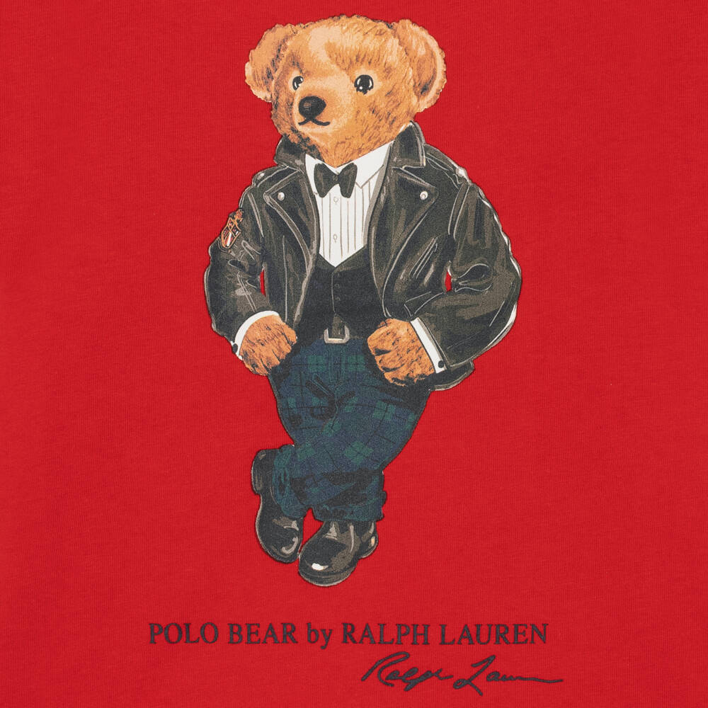 Ralph Lauren-Boys Red Polo Bear T-Shirt in Cotton Jersey | Childrensalon