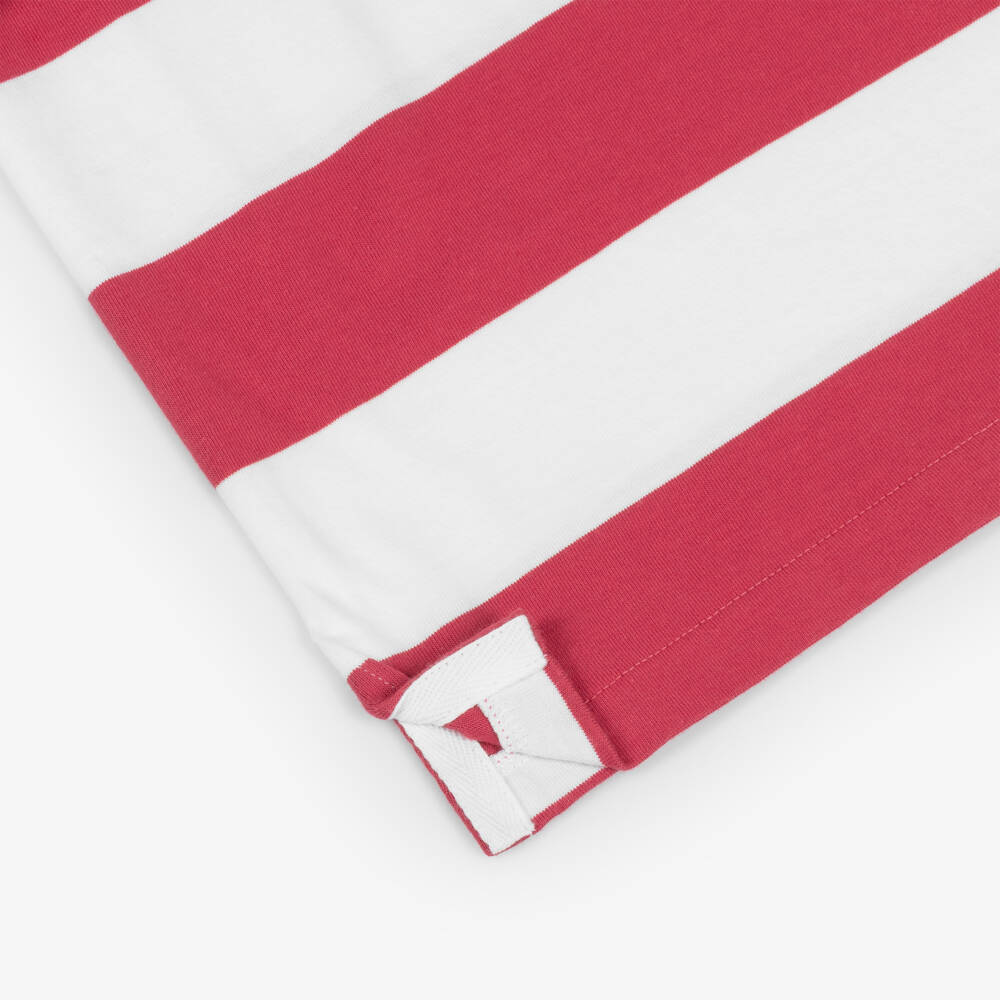 Ralph Lauren-Рубашка регби с коротким рукавом в красную полоску для мальчиков | Childrensalon