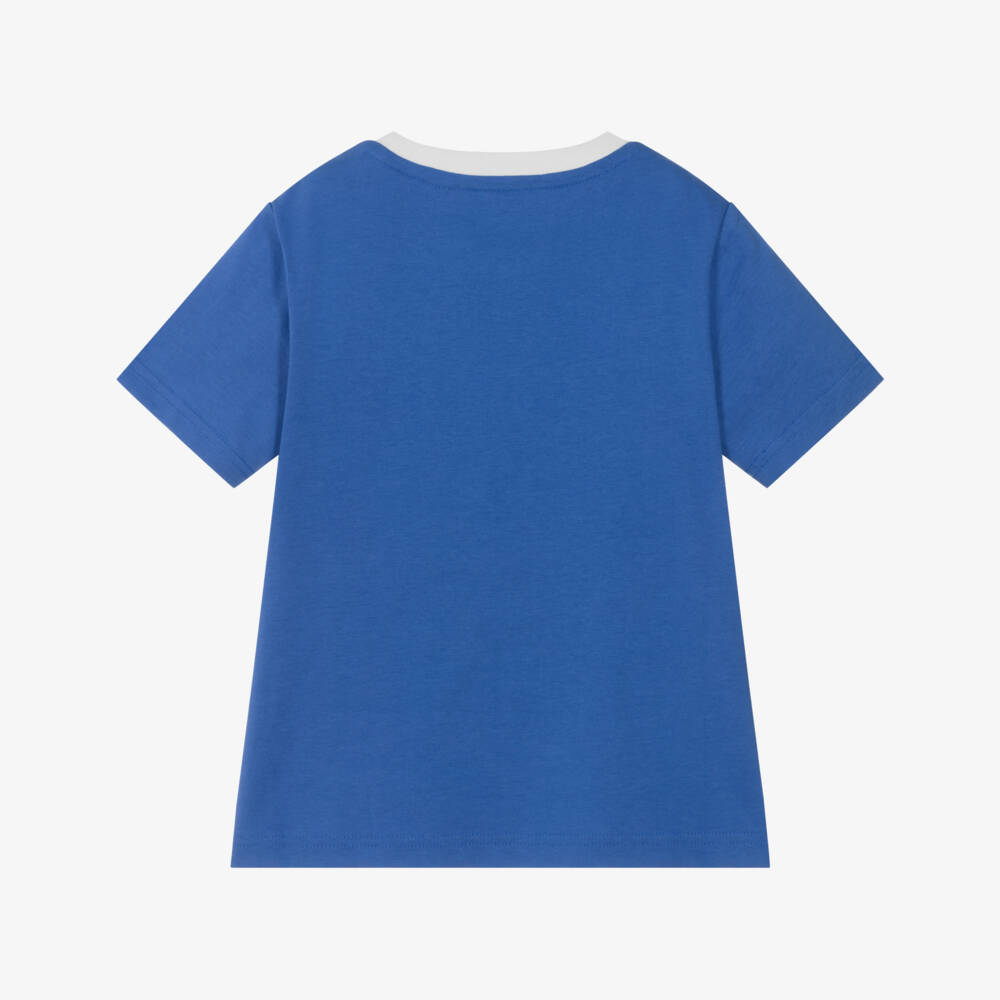 Ralph Lauren-Boys Sporty Blue Cotton T-Shirt with Logo Crest | Childrensalon