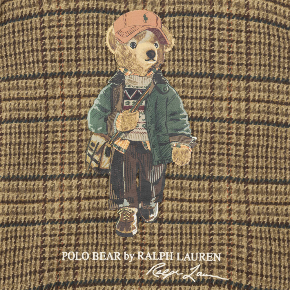 Ralph Lauren-Boys Tweed-Print Hoodie with Polo Bear | Childrensalon