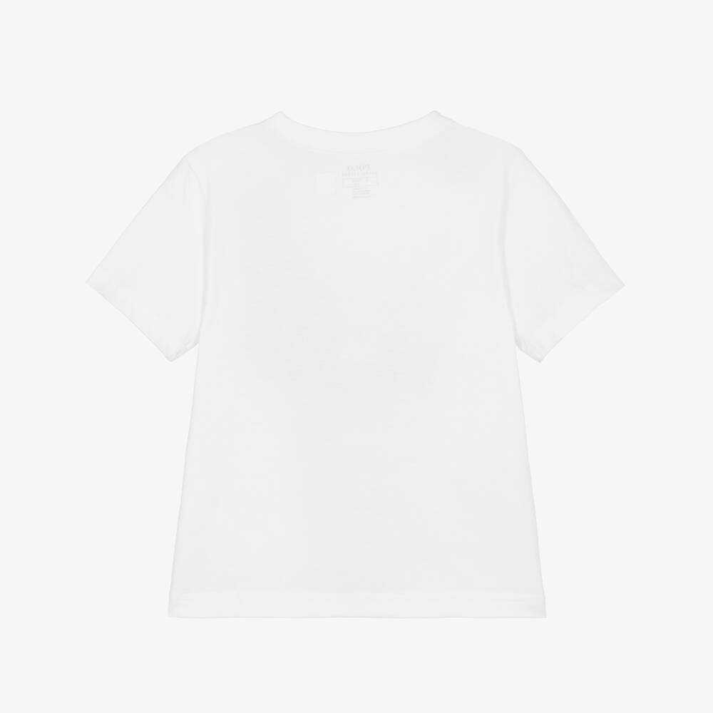 Ralph Lauren-Boys White Cotton Beach Island Graphic T-Shirt | Childrensalon