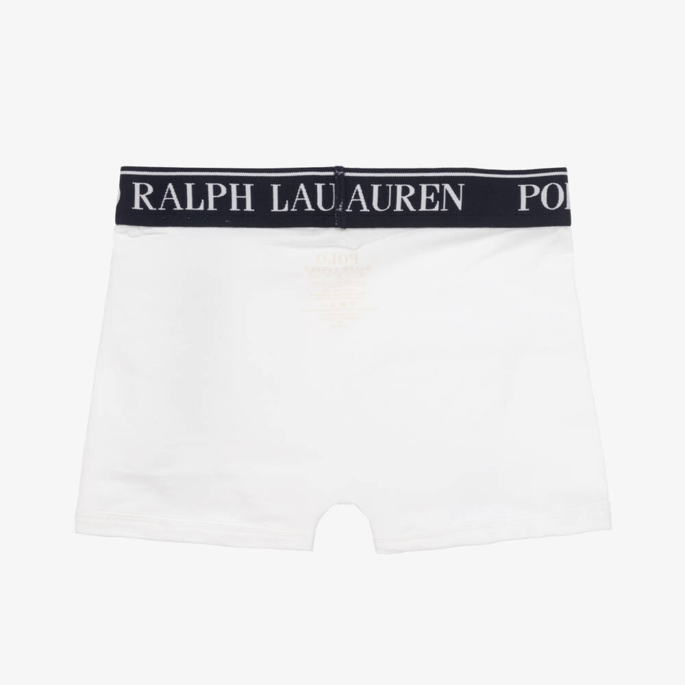 Ralph Lauren-Boys White Cotton Boxer Shorts (3 Pack) | Childrensalon