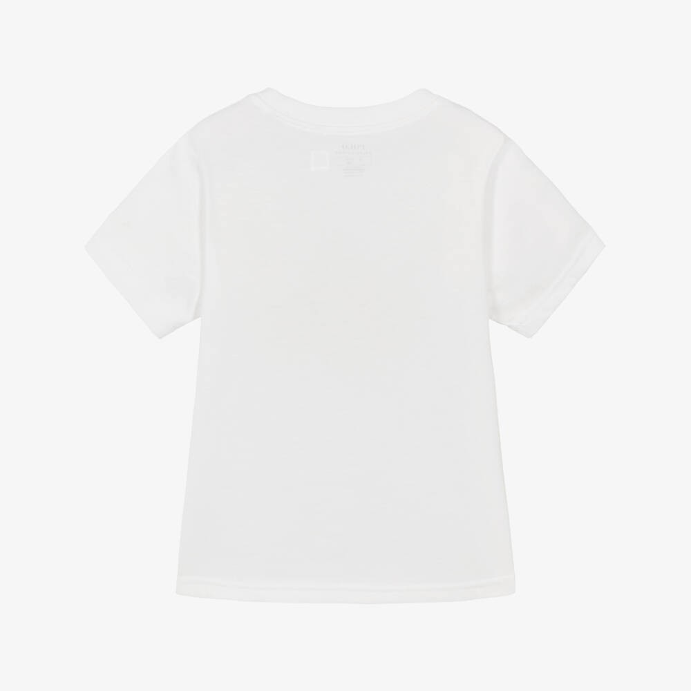Ralph Lauren-Boys White Cotton Fishing Polo Bear T-Shirt | Childrensalon