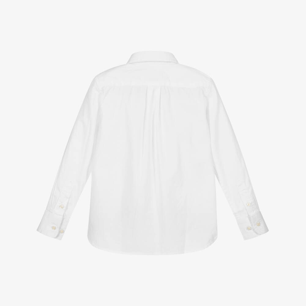 Polo Ralph Lauren-Boys White Cotton Logo Shirt | Childrensalon