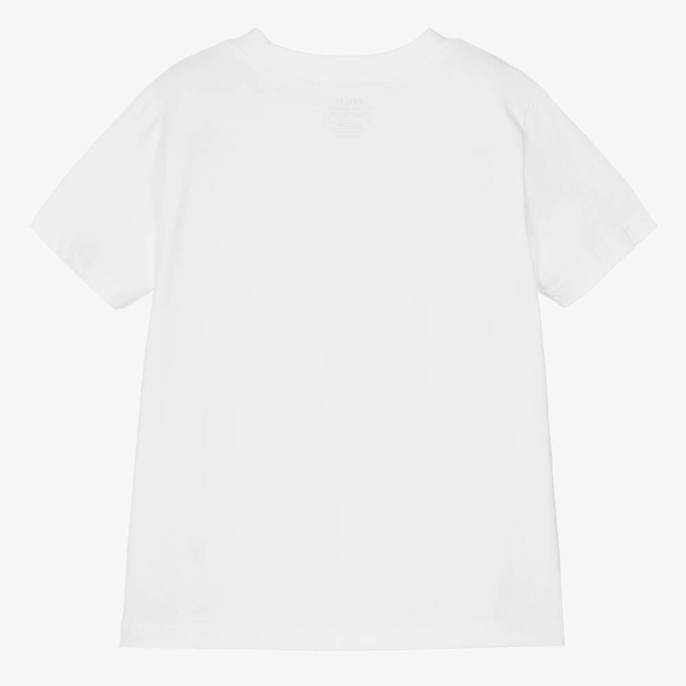Ralph Lauren-Boys White Cotton Pony Logo T-Shirt | Childrensalon