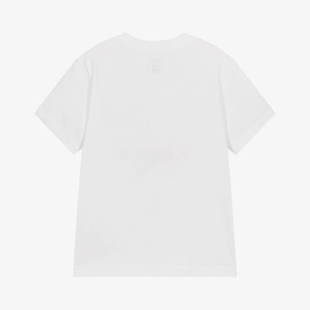Ralph Lauren-Boys White Cotton T-Shirt with Triple-Pony Logo | Childrensalon