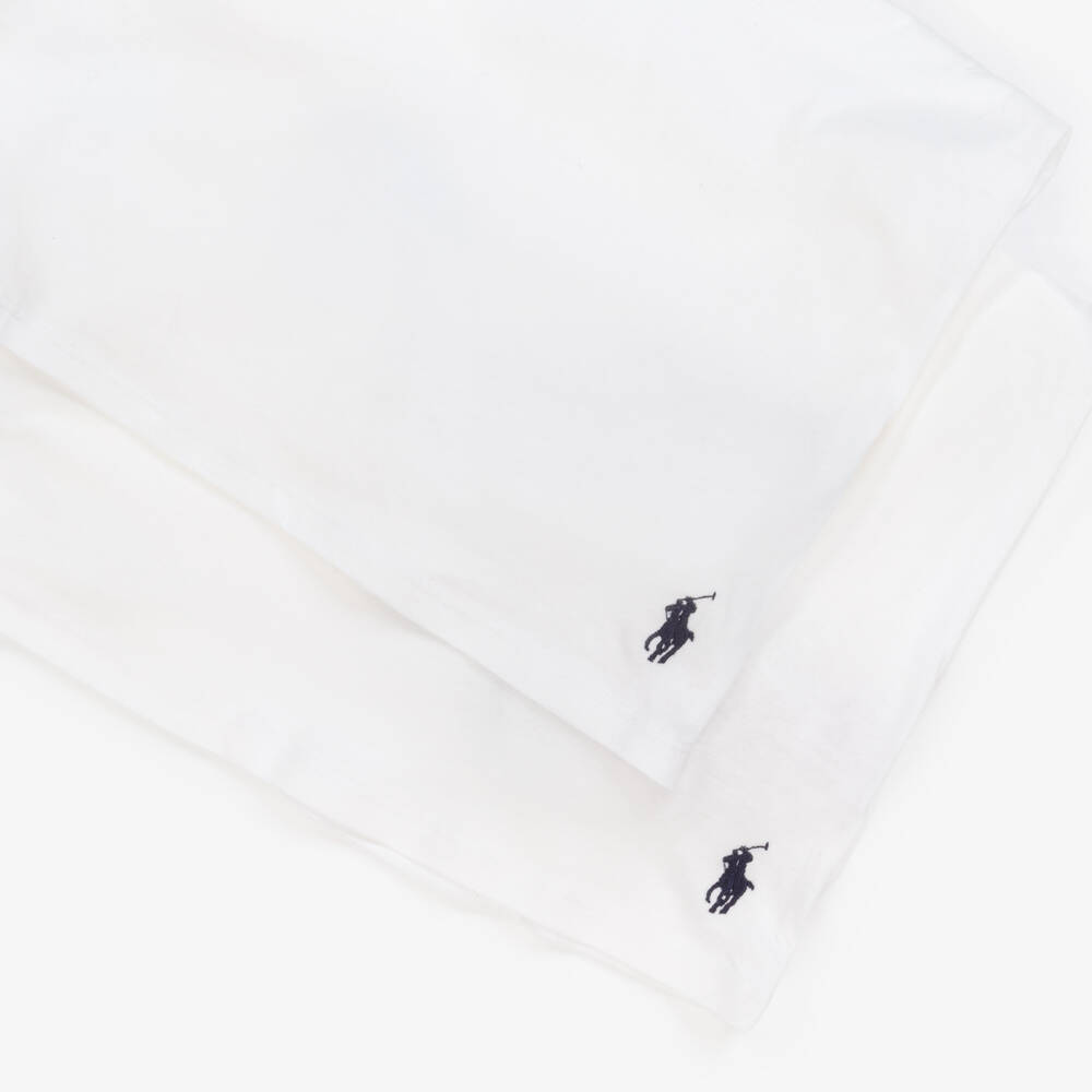 Ralph Lauren-Boys White Cotton T-Shirts (2 Pack) | Childrensalon