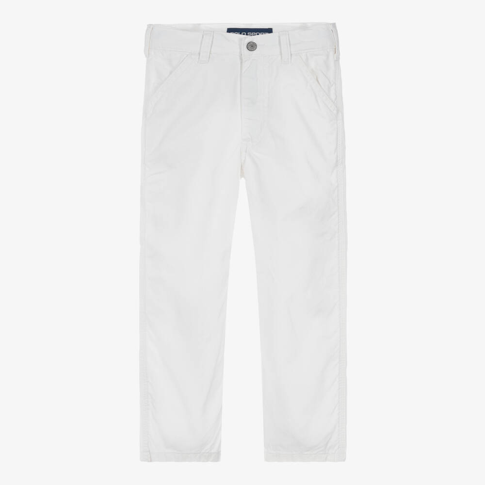 Ralph Lauren-Boys White Cotton Twill Chino Trousers | Childrensalon