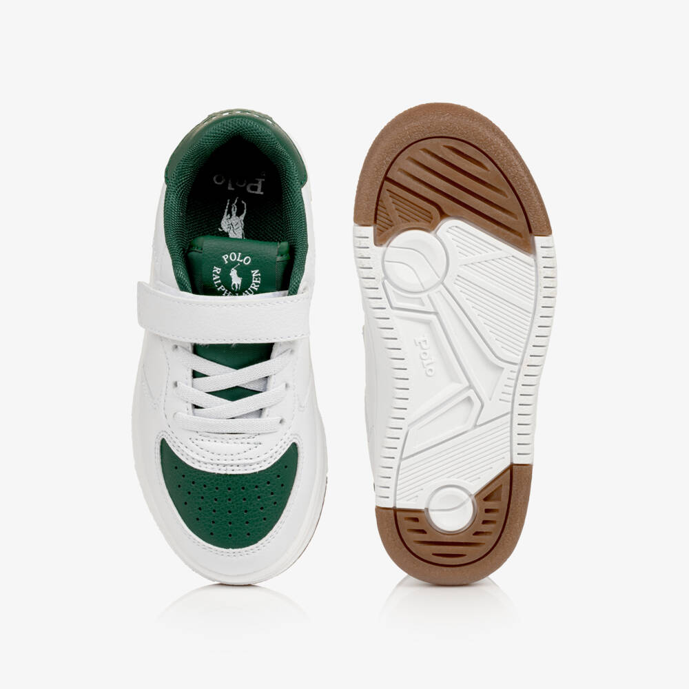 Ralph Lauren-Boys White Faux Leather Masters Court Trainers | Childrensalon