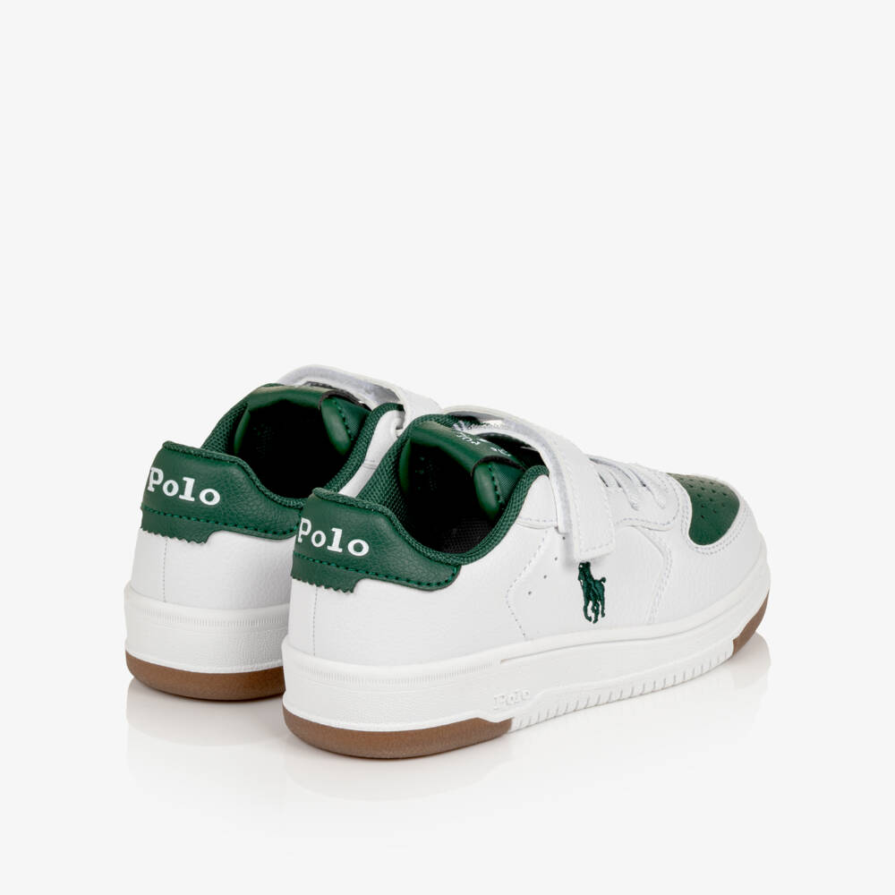 Ralph Lauren-Boys White Faux Leather Masters Court Trainers | Childrensalon