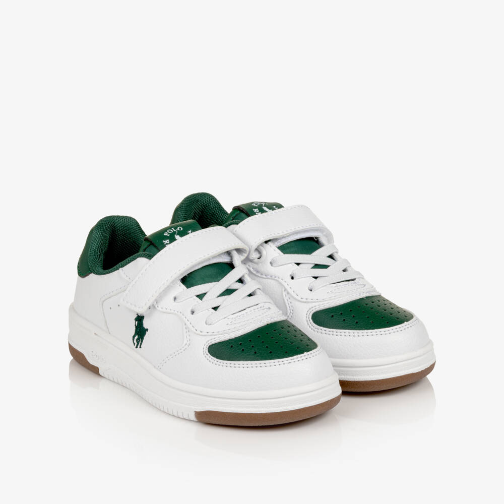 Ralph Lauren-Boys White Faux Leather Masters Court Trainers | Childrensalon