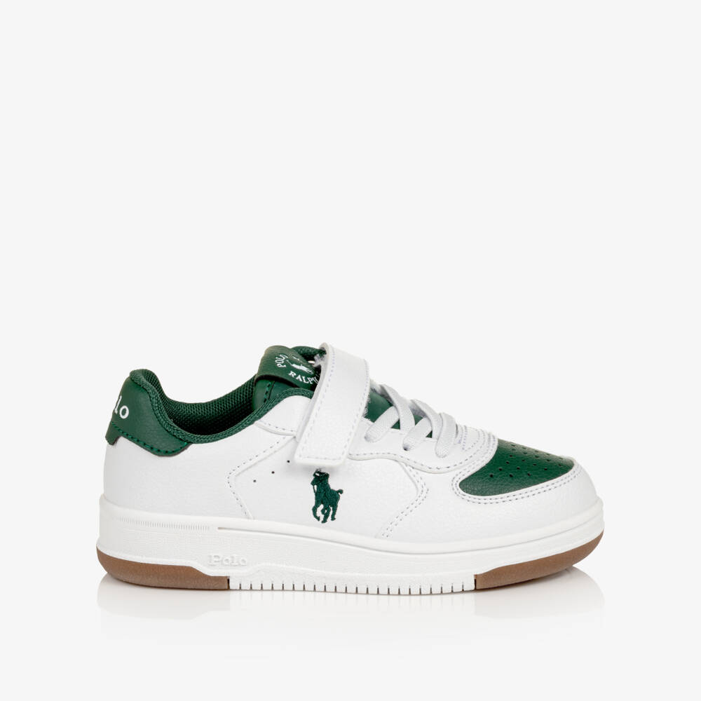 Ralph Lauren-Boys White Faux Leather Masters Court Trainers | Childrensalon