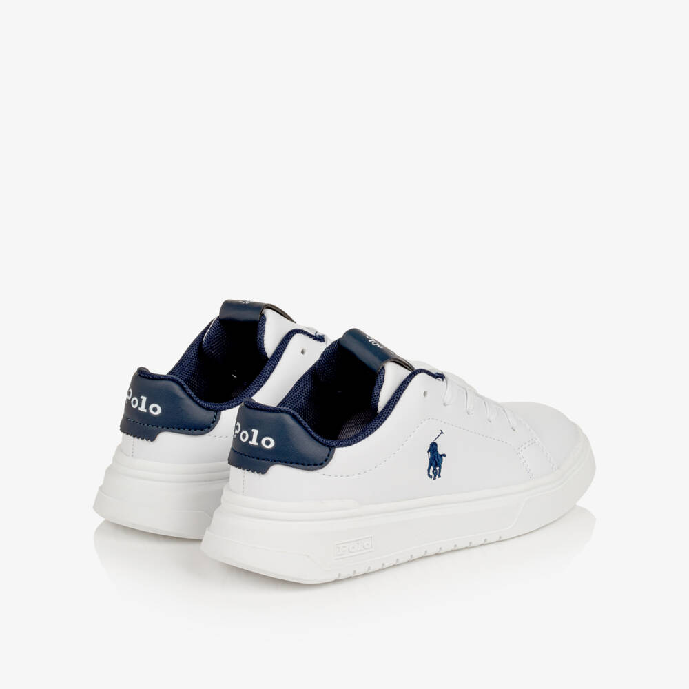 Ralph Lauren-Boys White Heritage Court Faux Leather Trainers | Childrensalon