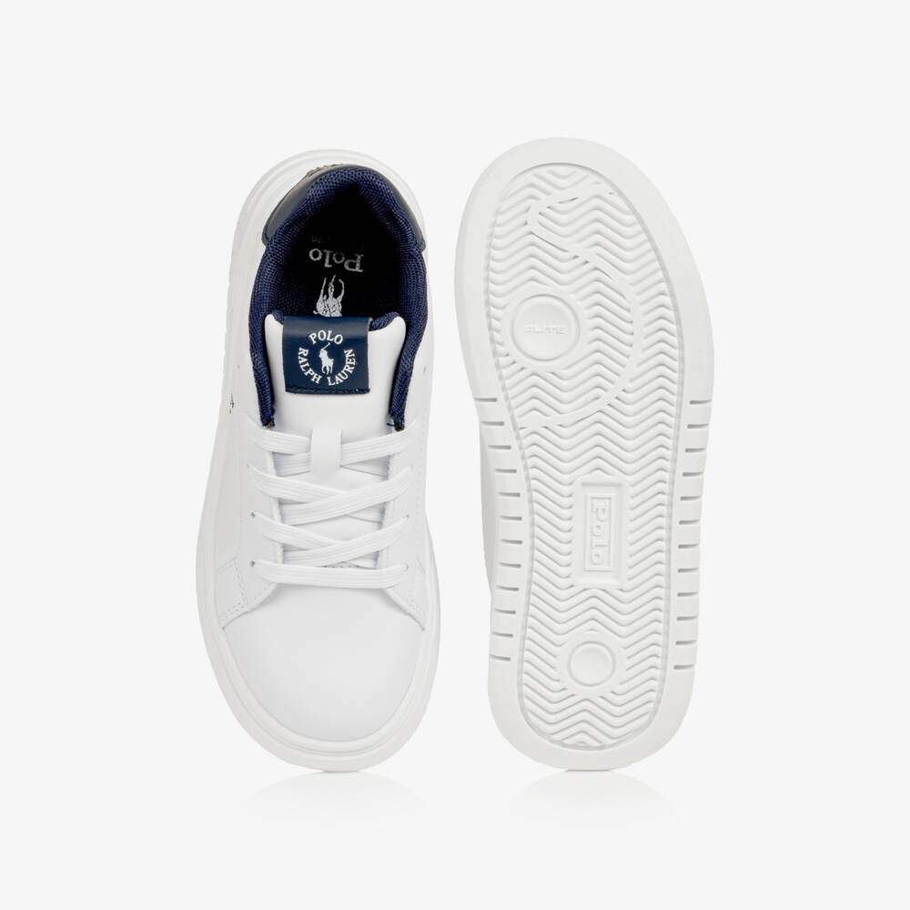 Ralph Lauren-Boys White Heritage Court Faux Leather Trainers | Childrensalon