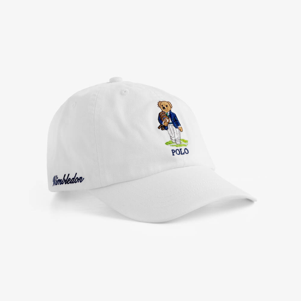 Ralph Lauren-Boys White Wimbledon Collection Cap with Polo Bear | Childrensalon