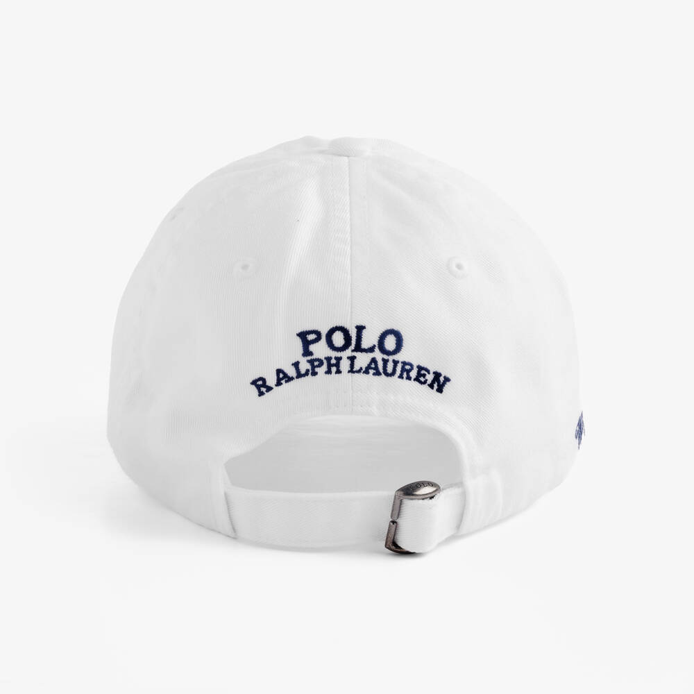 Ralph Lauren-Boys White Wimbledon Collection Cap with Polo Bear | Childrensalon