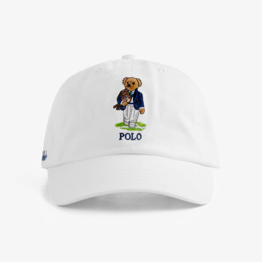 Ralph Lauren-Boys White Wimbledon Collection Cap with Polo Bear | Childrensalon