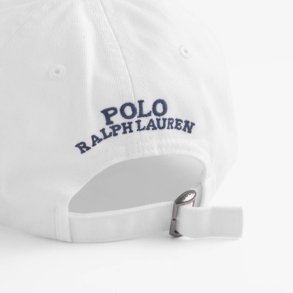 Ralph Lauren-Boys White Wimbledon Collection Cap with Polo Bear | Childrensalon