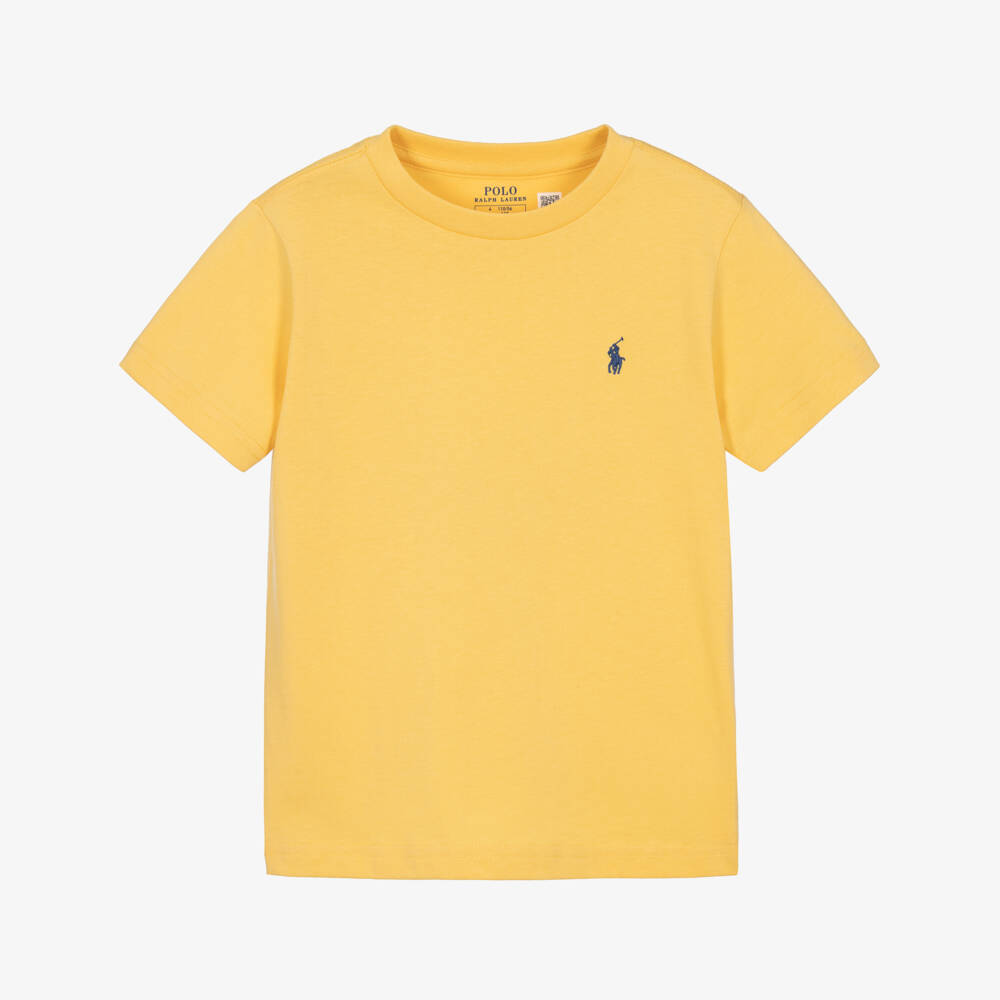 Ralph Lauren-Boys Yellow Cotton Logo T-Shirt | Childrensalon