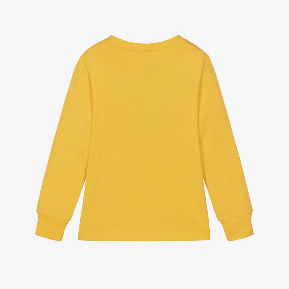 Ralph Lauren-Топ с длинными рукавами желтый хлопковый с мишкой Polo для мальчиков | Childrensalon
