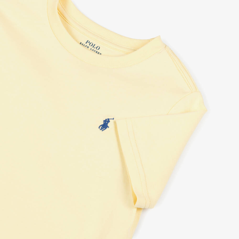 Ralph Lauren-Boys Yellow Cotton Short-Sleeved T-Shirt | Childrensalon