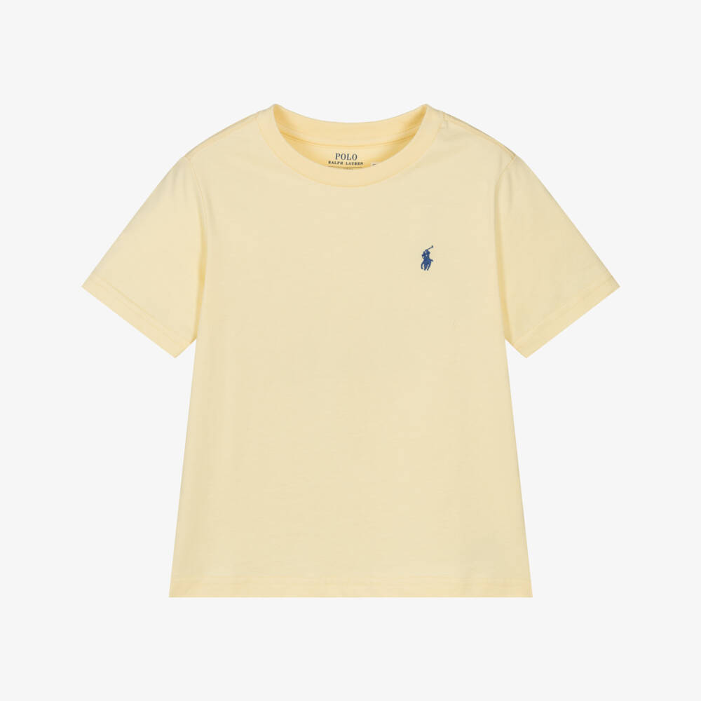 Ralph Lauren-Boys Yellow Cotton Short-Sleeved T-Shirt | Childrensalon