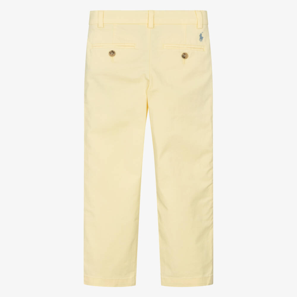 Ralph Lauren-Boys Yellow Cotton Straight Fit Trousers | Childrensalon