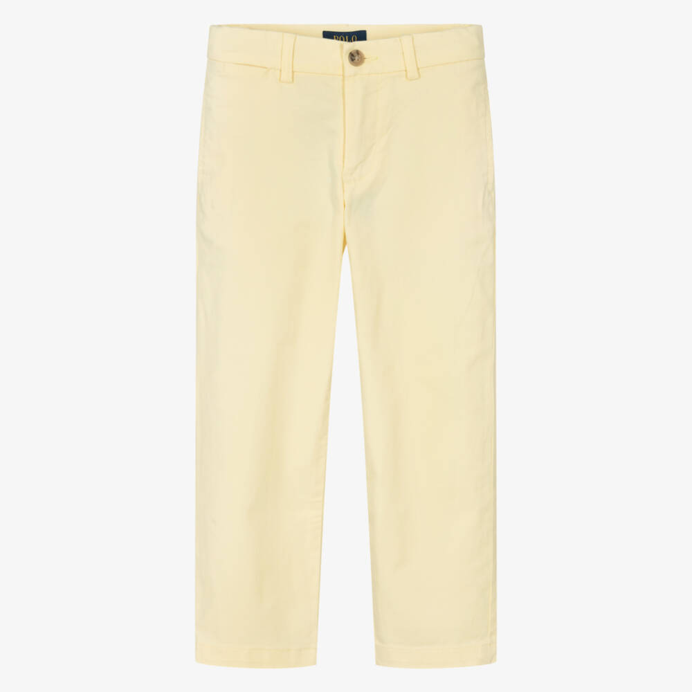 Ralph Lauren-Boys Yellow Cotton Straight Fit Trousers | Childrensalon