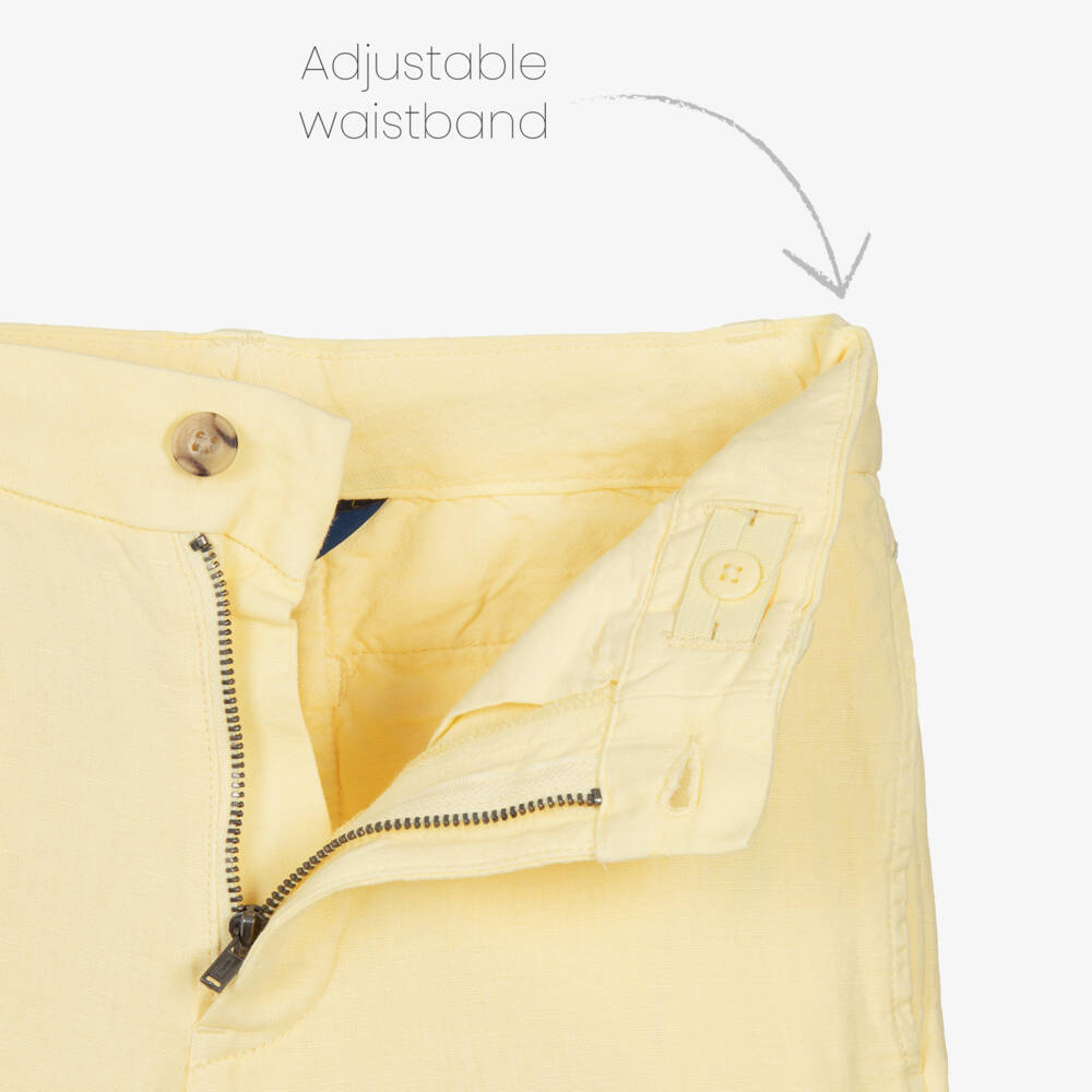 Ralph Lauren-Boys Yellow Linen & Cotton Shorts | Childrensalon