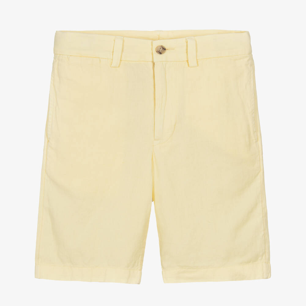 Ralph Lauren-Boys Yellow Linen & Cotton Shorts | Childrensalon