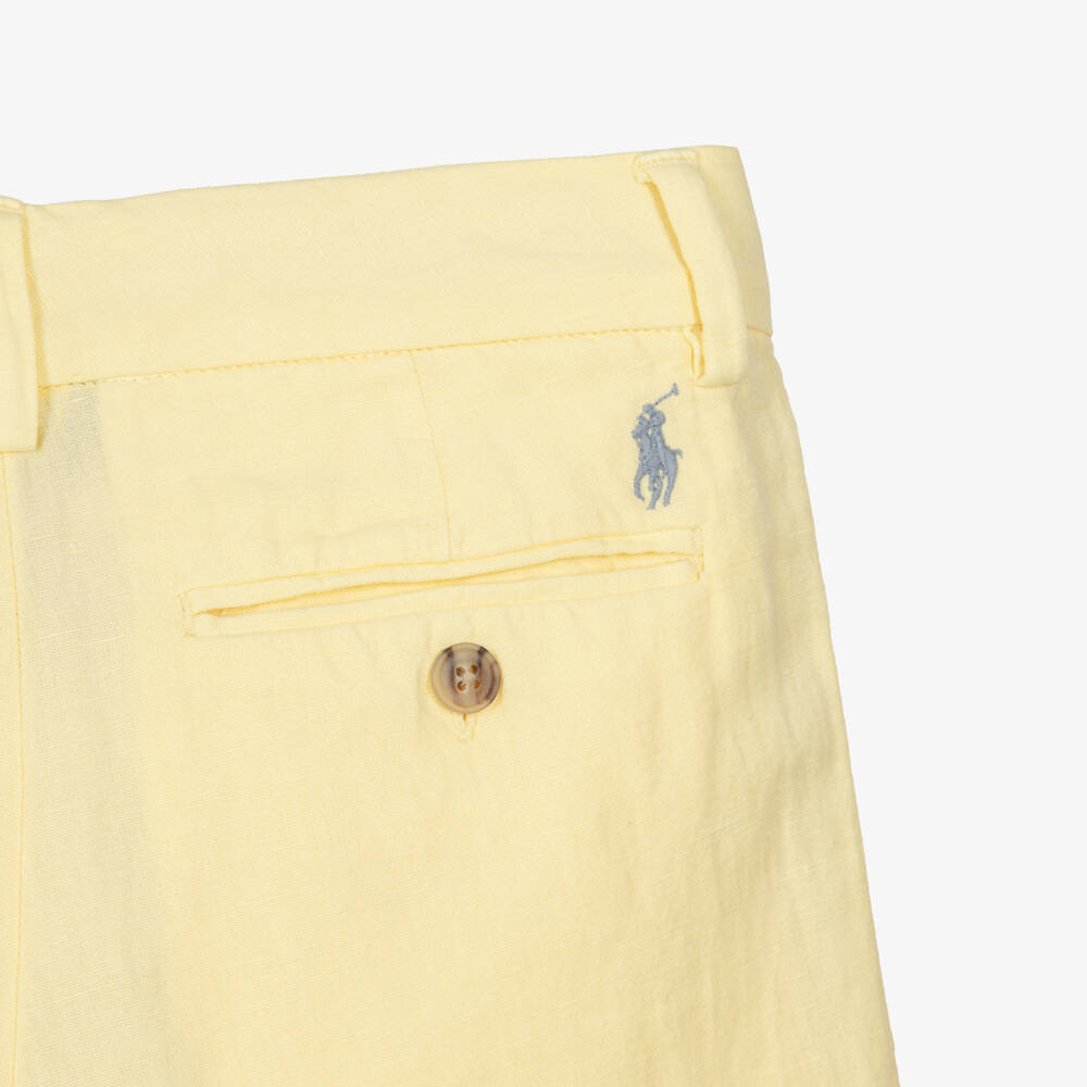 Ralph Lauren-Boys Yellow Linen & Cotton Shorts | Childrensalon