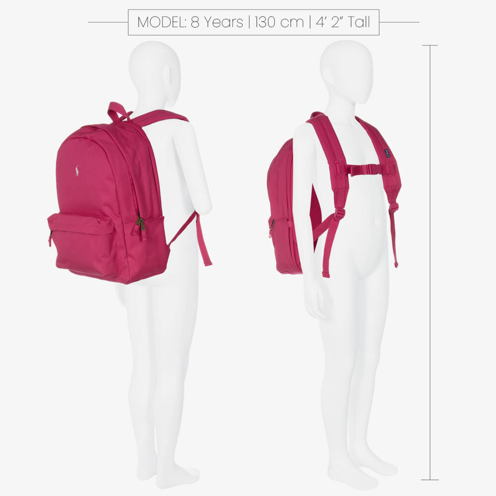 Ralph Lauren-Bright Pink Canvas Pony Logo Backpack (45cm) | Childrensalon