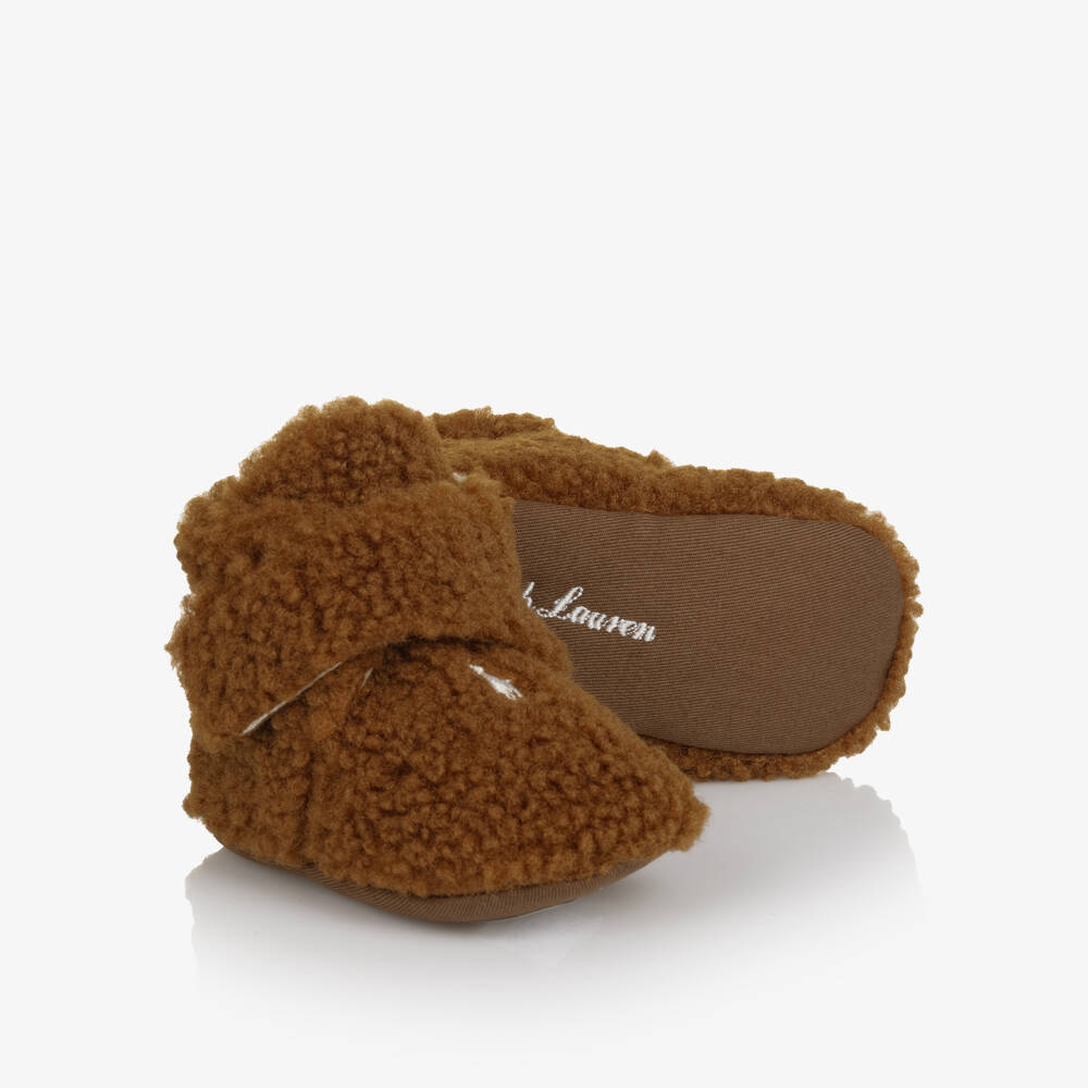Ralph Lauren-Brown Teddy Fleece Pre-Walkers | Childrensalon