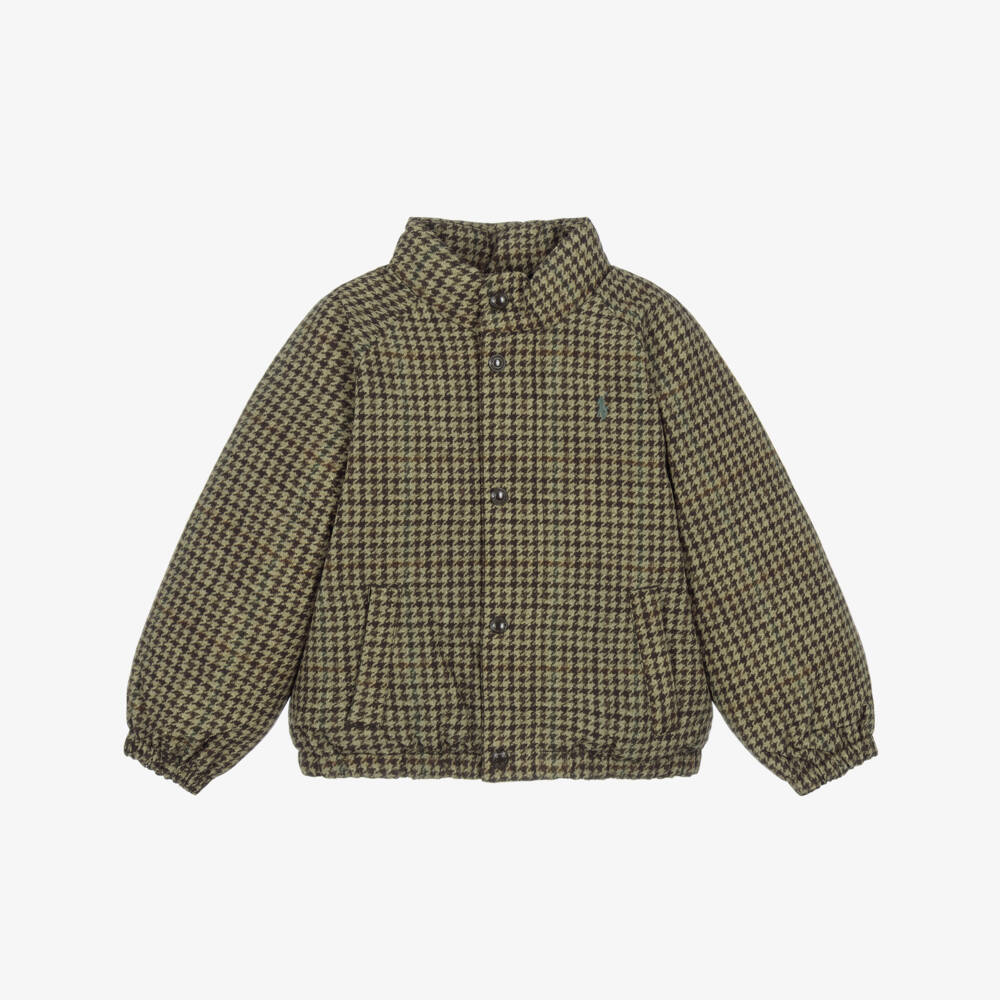Ralph Lauren-Brown Tweed-Print Down Padded Jacket | Childrensalon