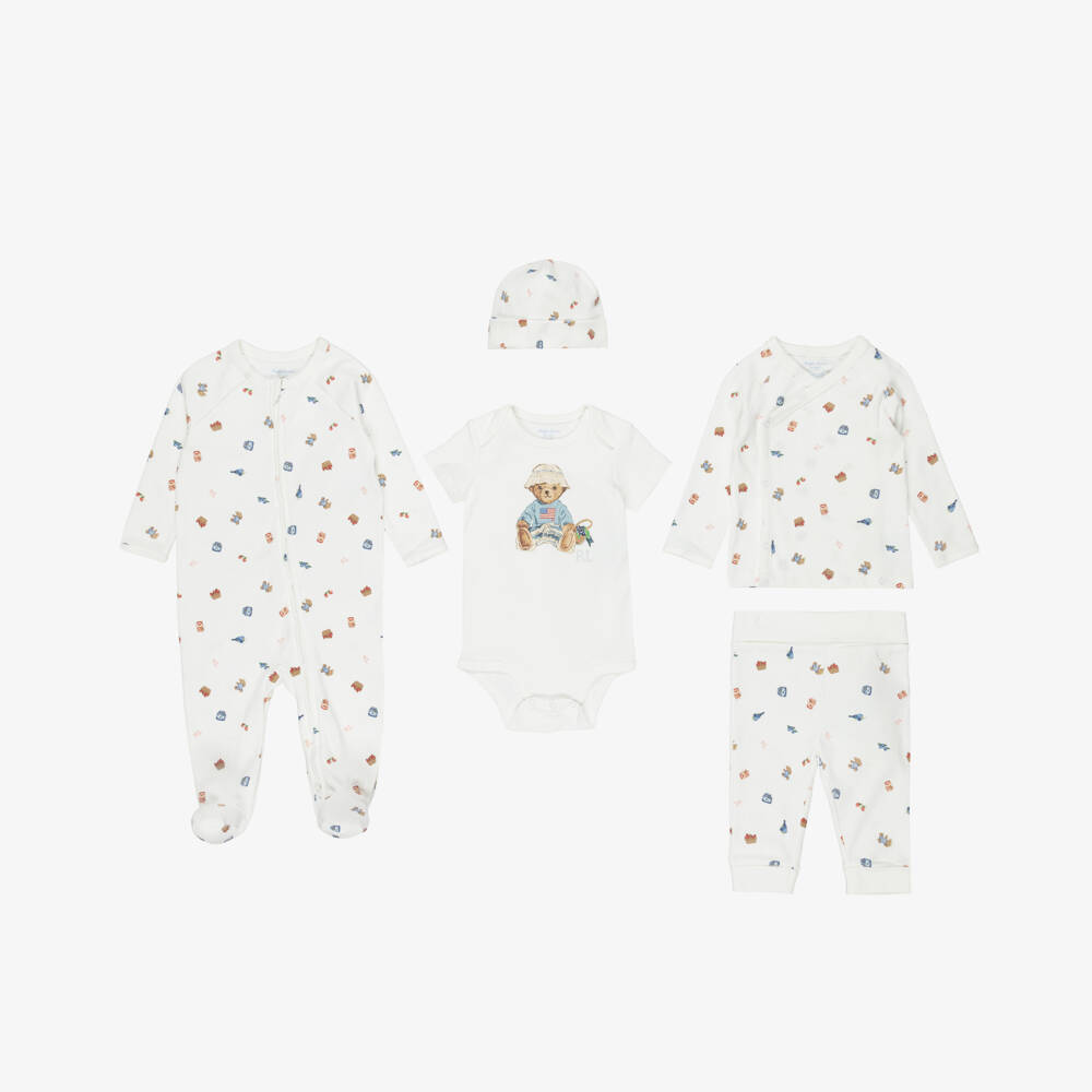 Ralph Lauren-Girls Babysuit Gift Set with Polo Bears & Berry Prints | Childrensalon