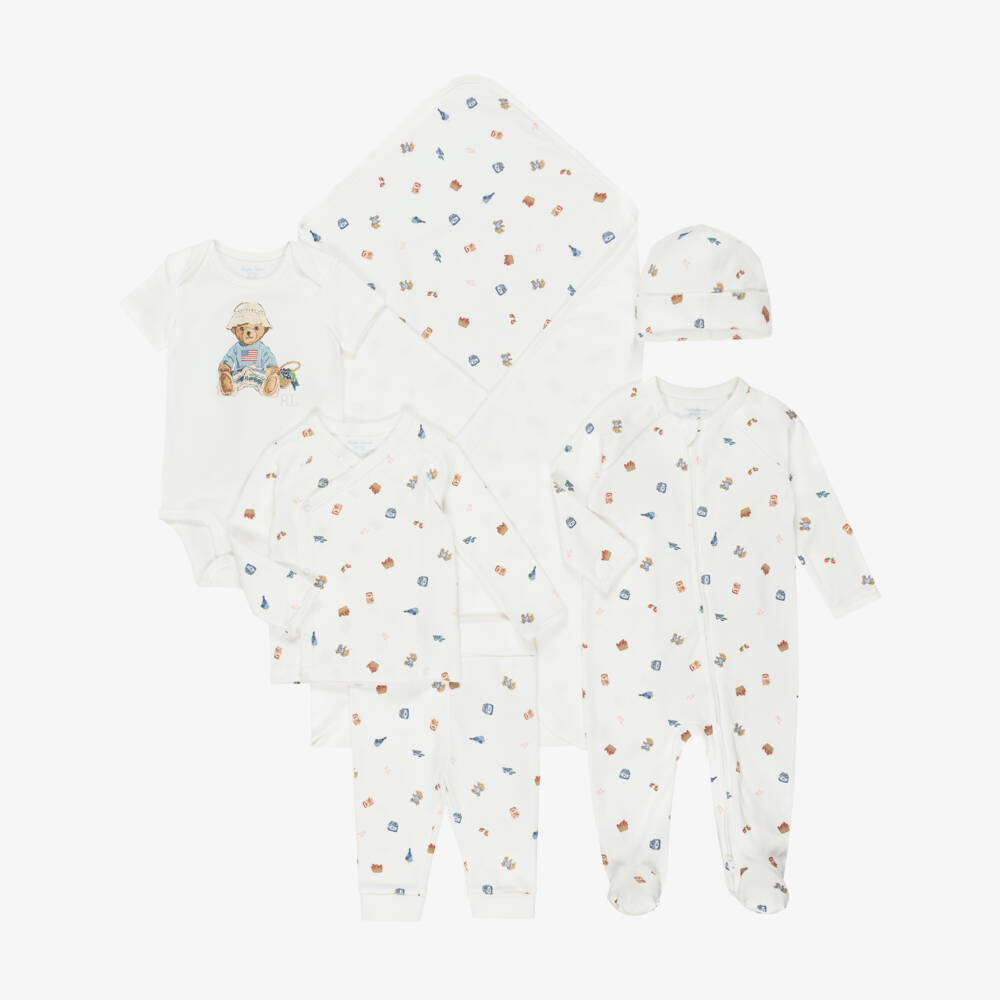 Ralph Lauren-Girls Babysuit Gift Set with Polo Bears & Berry Prints | Childrensalon