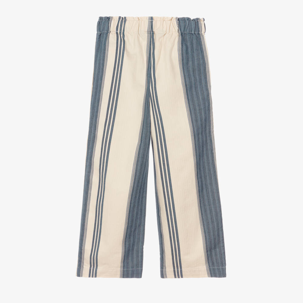Ralph Lauren-Брюки бежево-синие в полоску из хлопка для девочек | Childrensalon