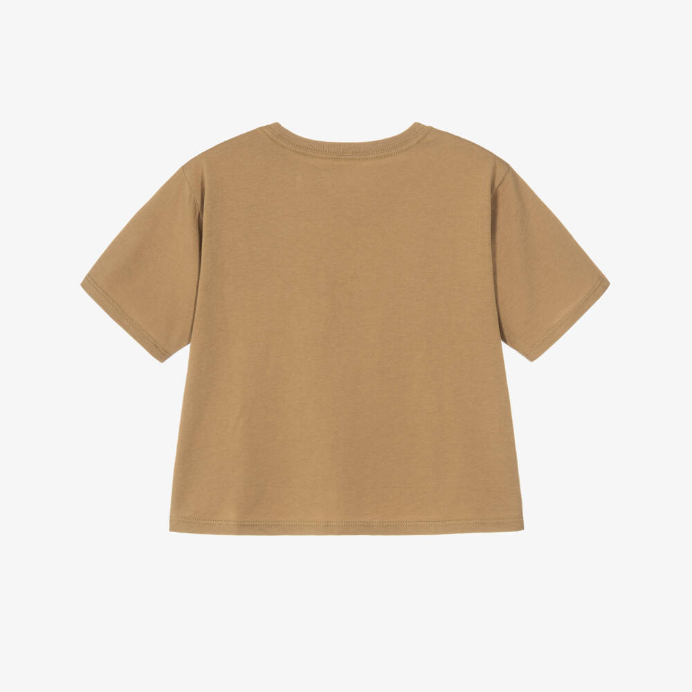 Ralph Lauren-Girls Beige Boxy T-Shirt with Big Pony | Childrensalon