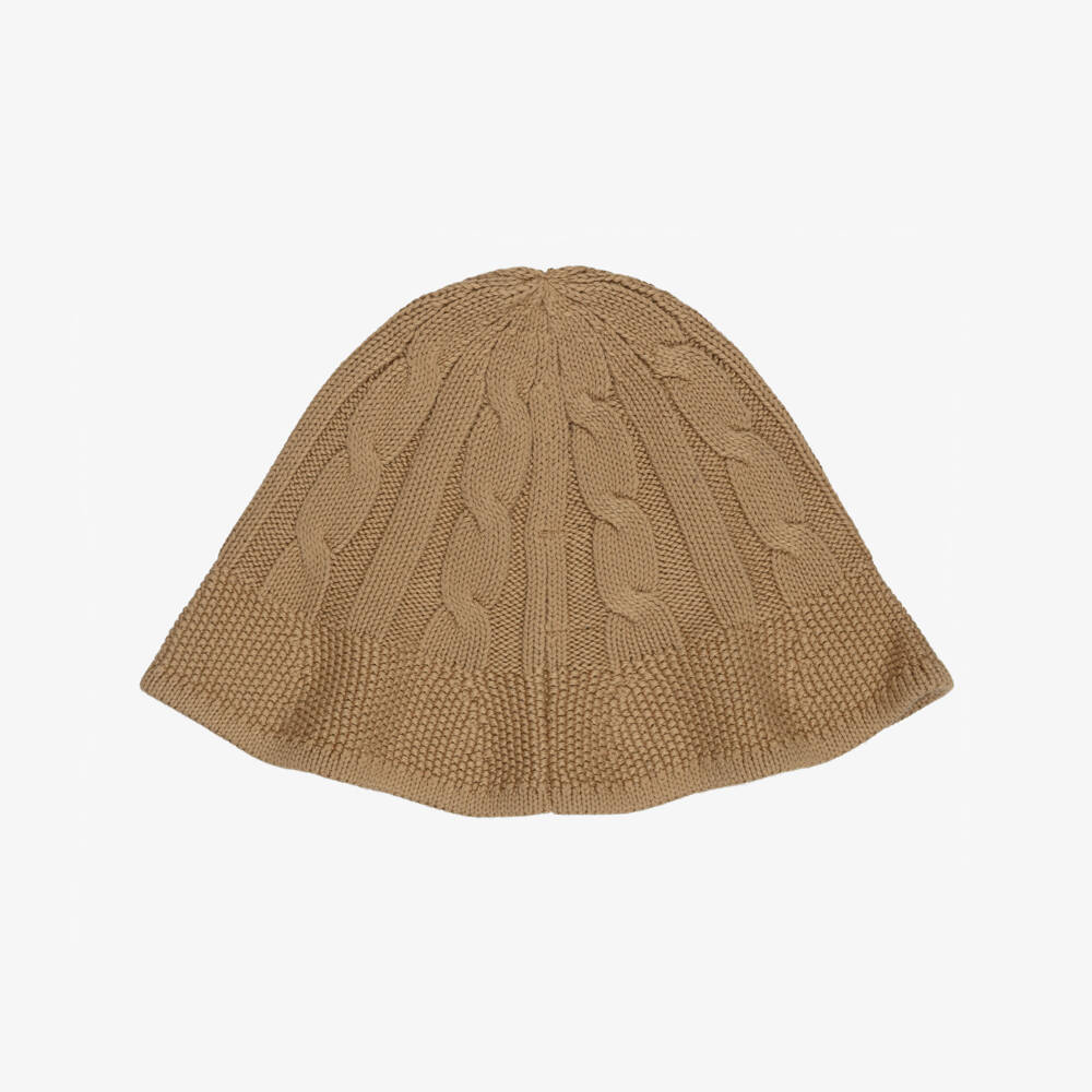Ralph Lauren-Girls Beige Cotton Polo Bear Bucket Hat | Childrensalon