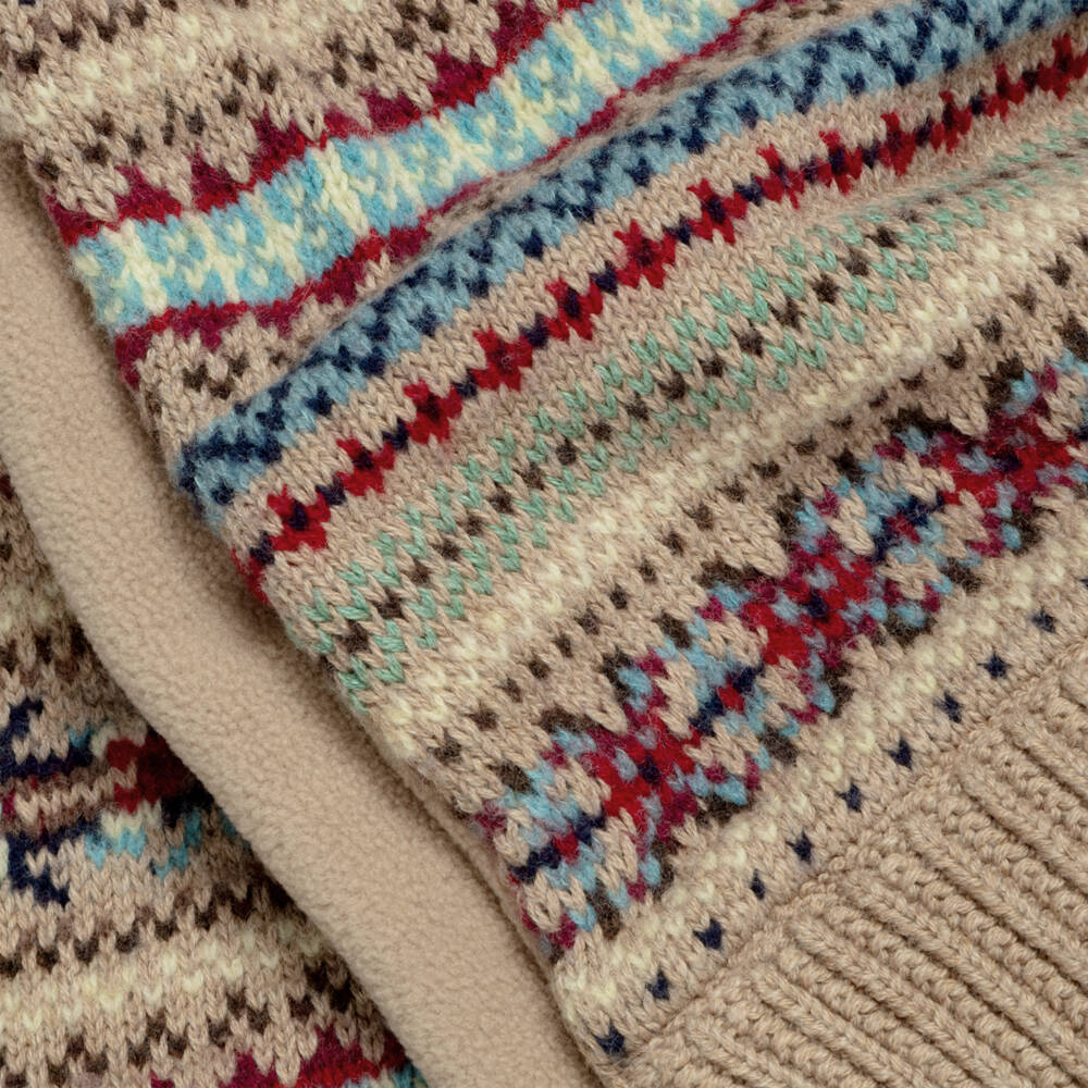 Ralph Lauren-Girls Beige Fair Isle Knit Scarf | Childrensalon