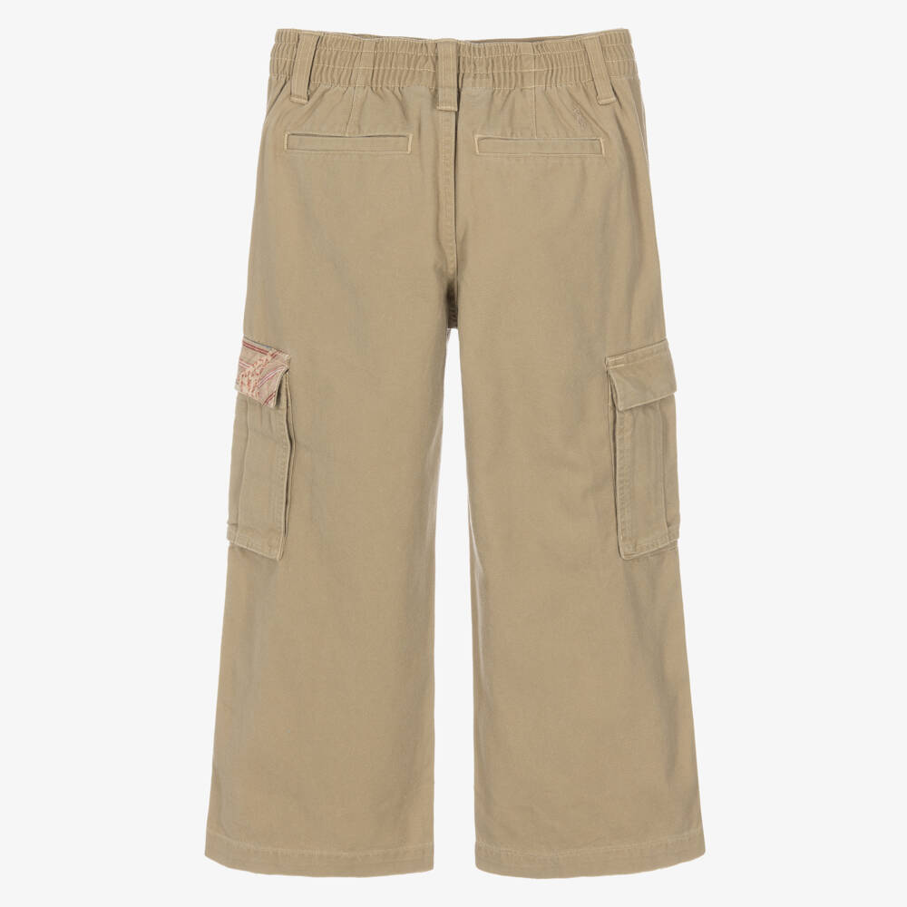 Ralph Lauren-Girls Beige Patchwork Cargo Trousers | Childrensalon