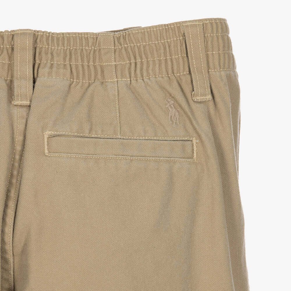 Ralph Lauren-Girls Beige Patchwork Cargo Trousers | Childrensalon