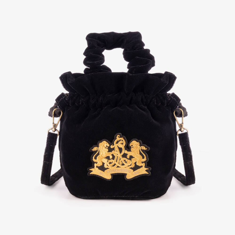 Ralph Lauren-Girls Black Velvet Handbag (18cm) | Childrensalon