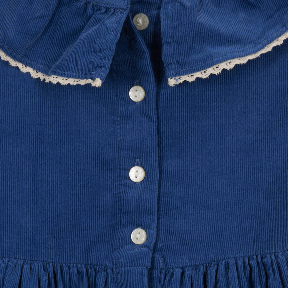 Ralph Lauren-Girls Blue Cotton Corduroy Collared Dress | Childrensalon