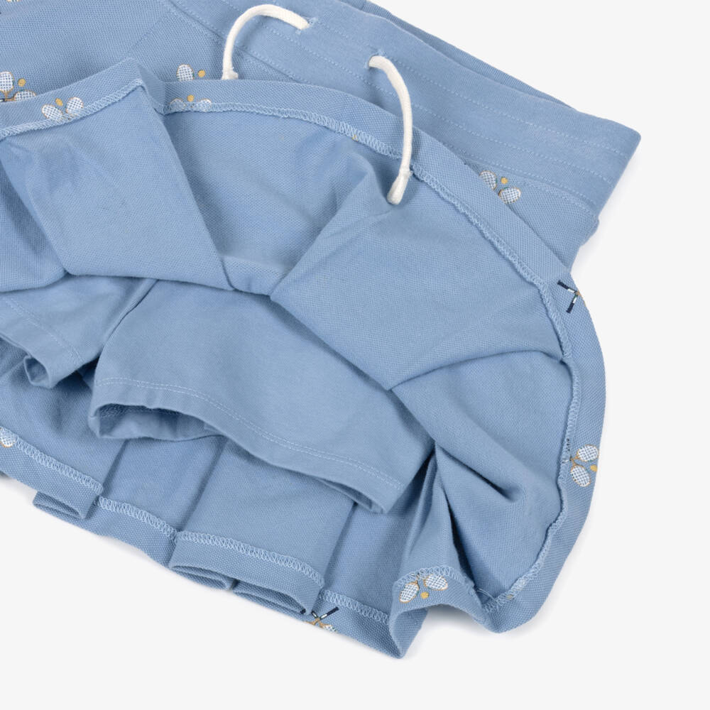 Ralph Lauren-Girls Blue Cotton Piqué Tennis Racket Skort | Childrensalon