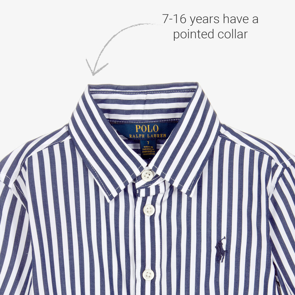 Ralph Lauren-Girls Blue Striped Cotton Shirt Dress | Childrensalon