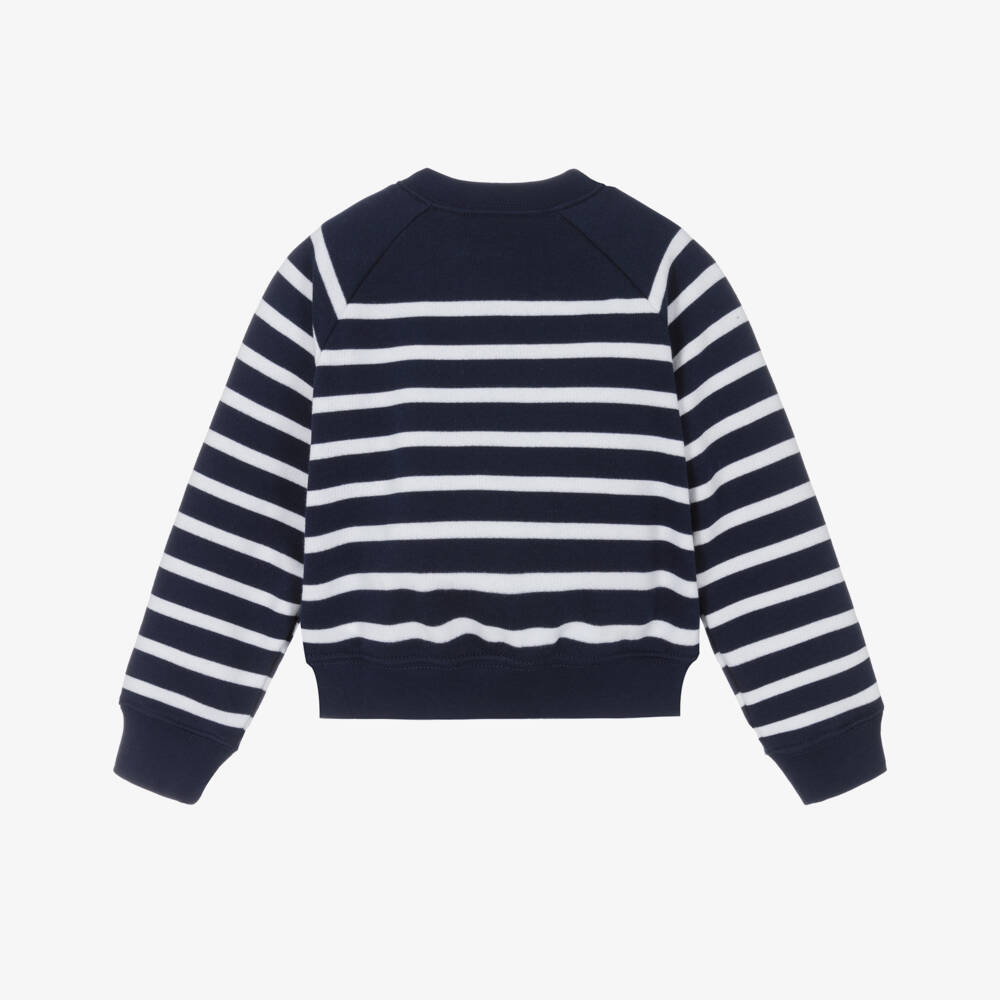 Ralph Lauren-Girls Blue & White Striped Sweatshirt | Childrensalon