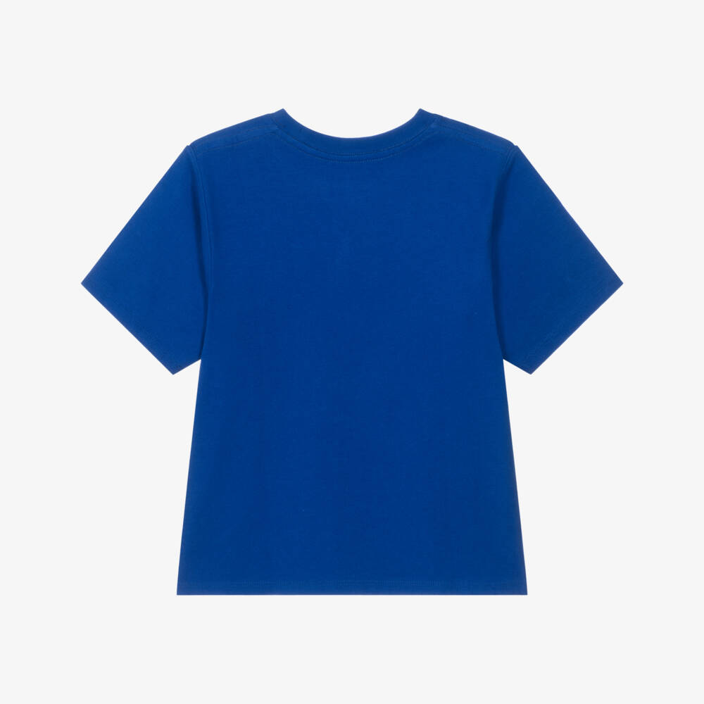 Ralph Lauren-Girls Bright Blue Cotton T-Shirt with Big Pony Logo | Childrensalon